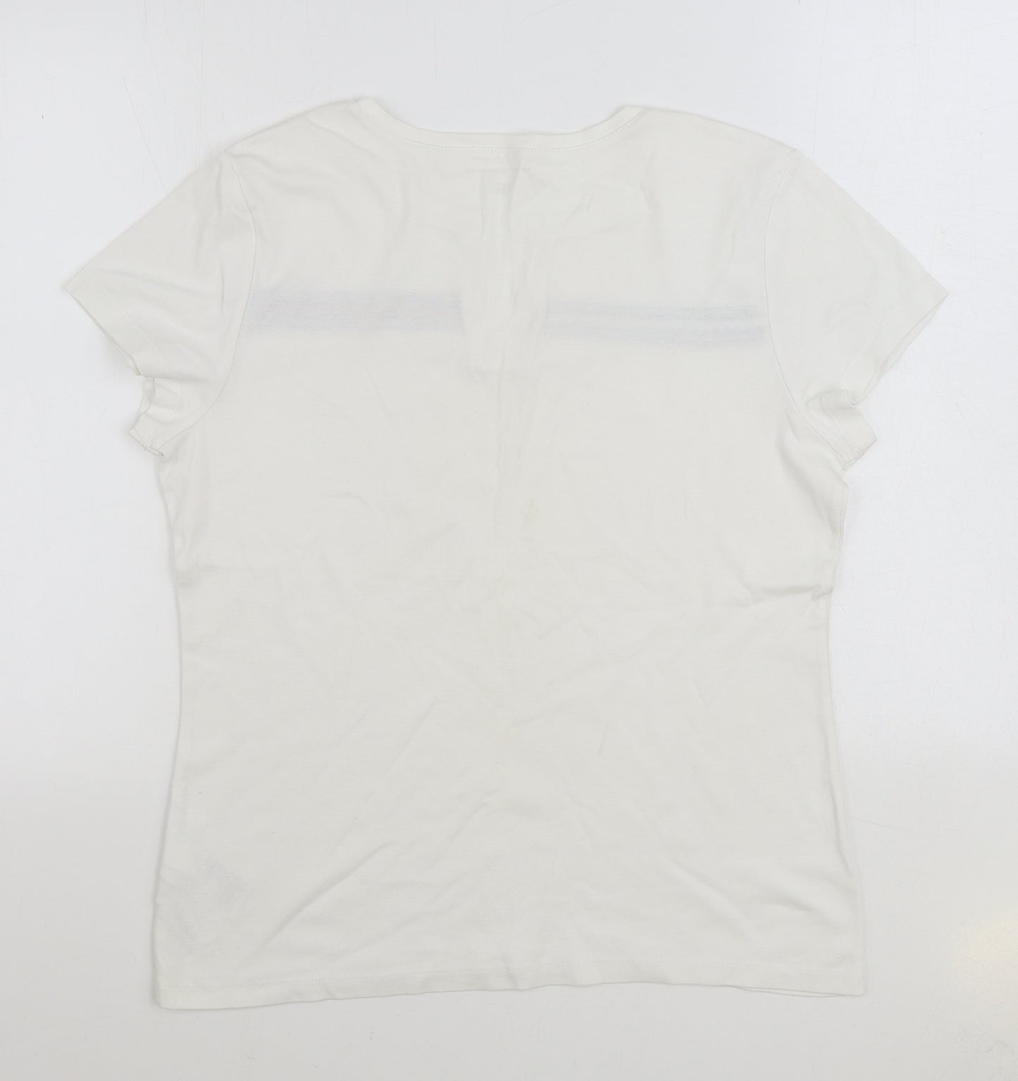 Tommy Hilfiger Womens White 100% Cotton Basic T-Shirt Size XL V-Neck