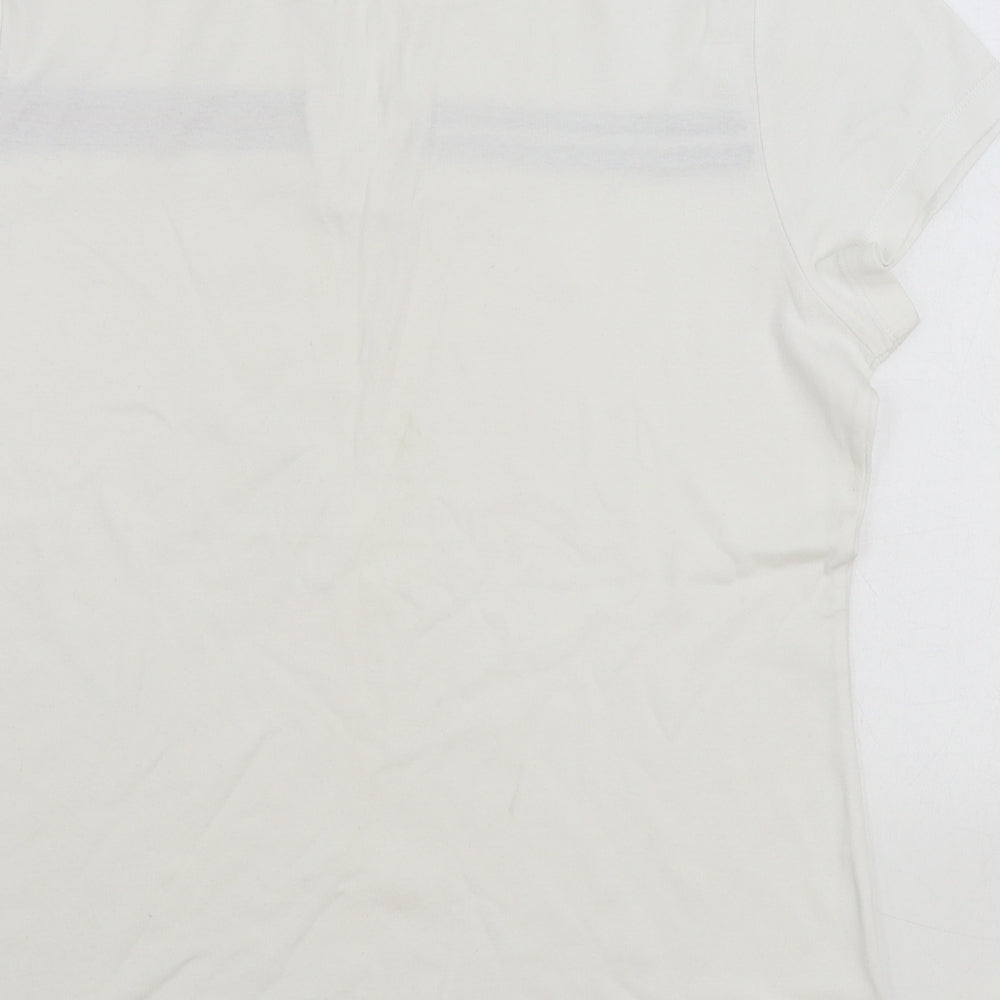 Tommy Hilfiger Womens White 100% Cotton Basic T-Shirt Size XL V-Neck