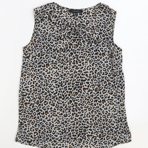 Atmosphere Womens Multicoloured Animal Print Polyester Basic Blouse Size 6 V-Neck