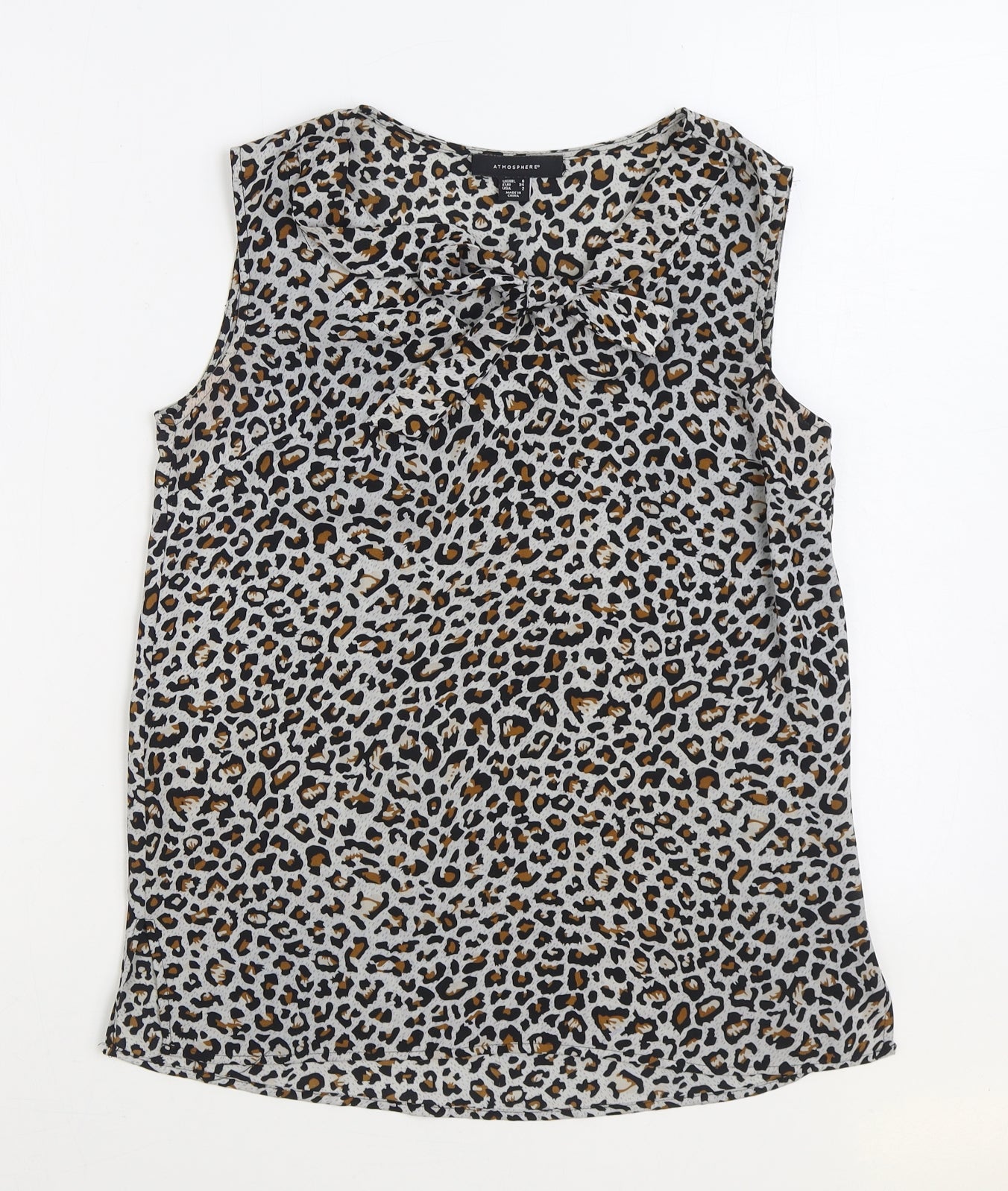 Atmosphere Womens Multicoloured Animal Print Polyester Basic Blouse Size 6 V-Neck