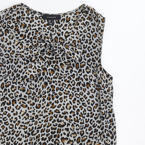 Atmosphere Womens Multicoloured Animal Print Polyester Basic Blouse Size 6 V-Neck