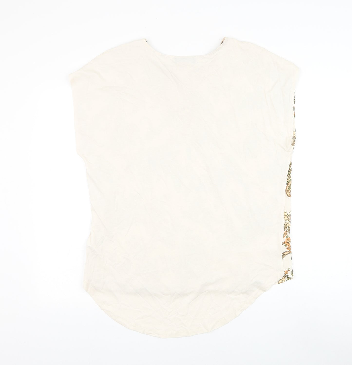 F&F Womens Beige Paisley Viscose Basic Blouse Size 14 Round Neck