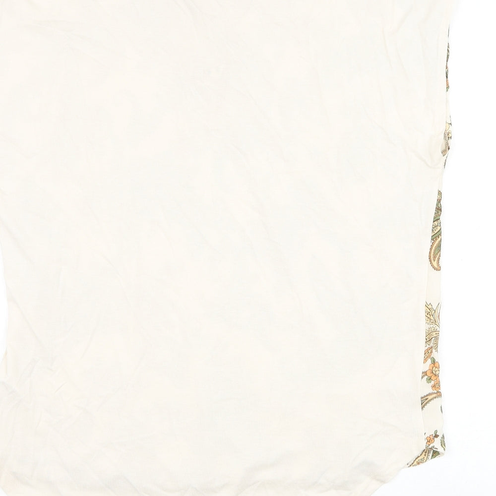 F&F Womens Beige Paisley Viscose Basic Blouse Size 14 Round Neck