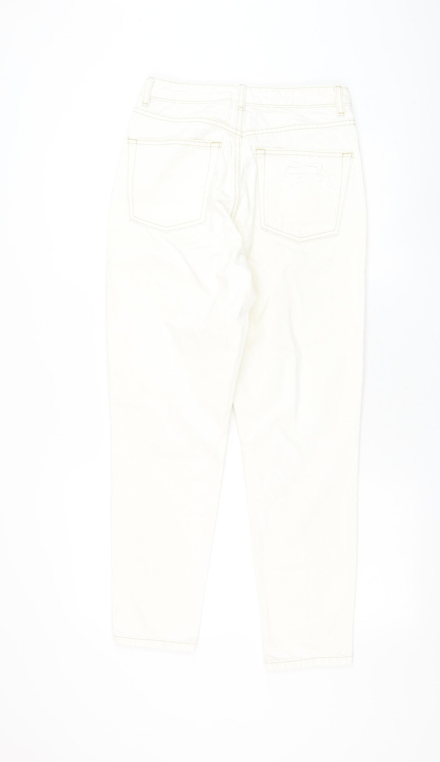 Topshop Womens White Cotton Straight Jeans Size 28 in L32 in Regular Zip