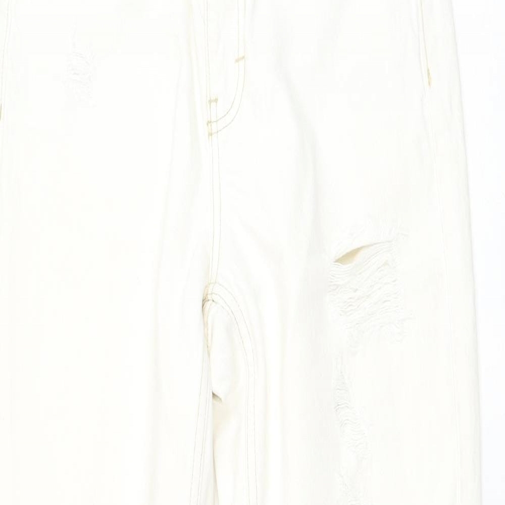 Topshop Womens White Cotton Straight Jeans Size 28 in L32 in Regular Zip