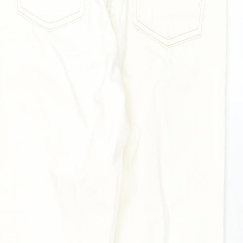 Topshop Womens White Cotton Straight Jeans Size 28 in L32 in Regular Zip