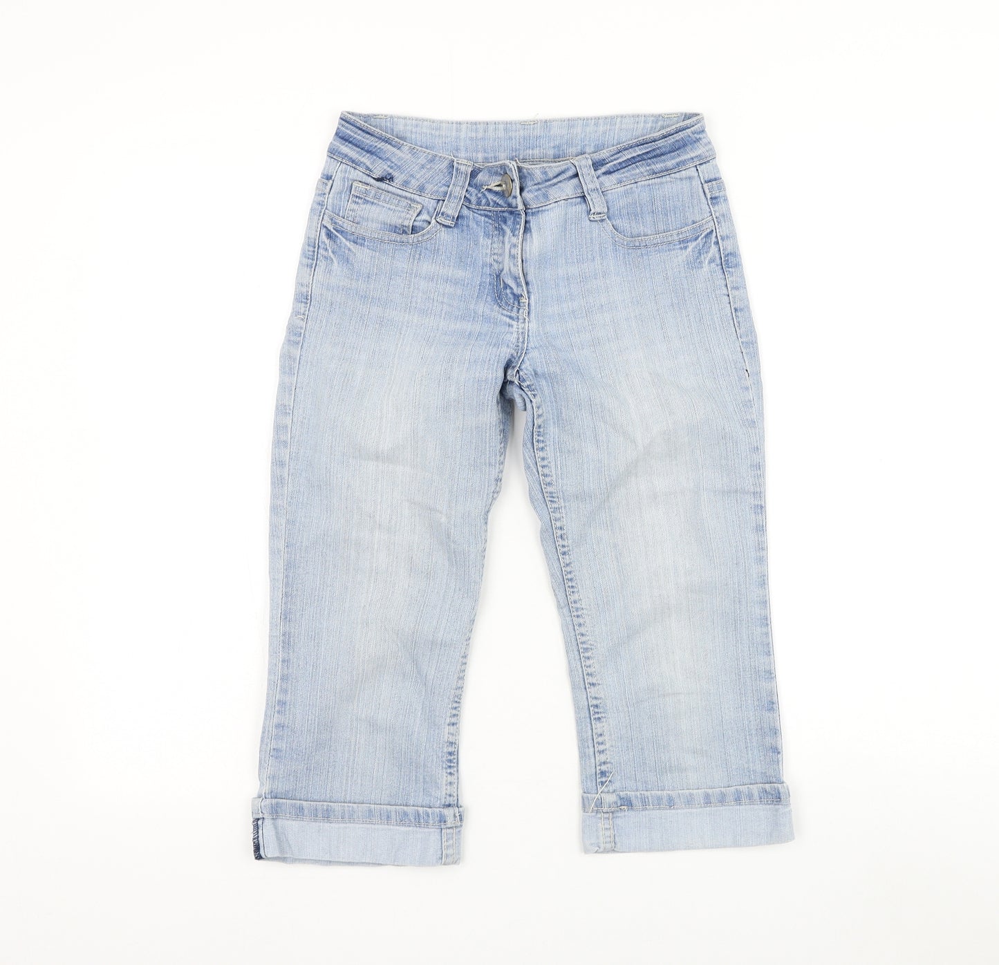 Dunnes Stores Girls Blue Cotton Cropped Jeans Size 10 Years Regular Zip