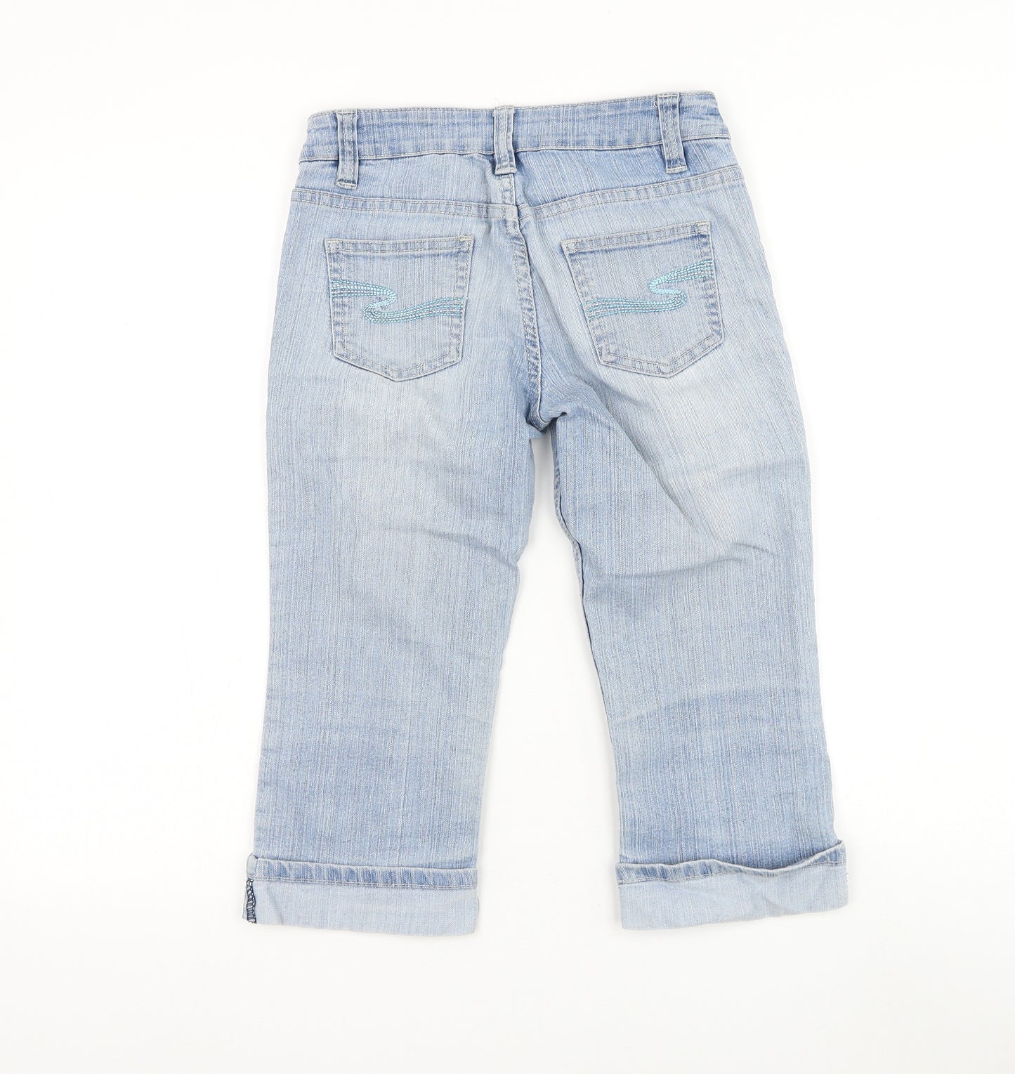 Dunnes Stores Girls Blue Cotton Cropped Jeans Size 10 Years Regular Zip