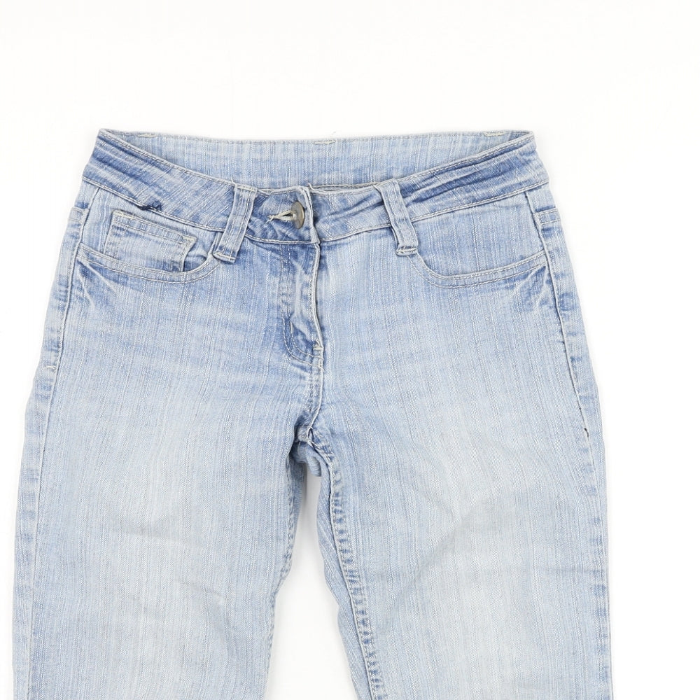 Dunnes Stores Girls Blue Cotton Cropped Jeans Size 10 Years Regular Zip