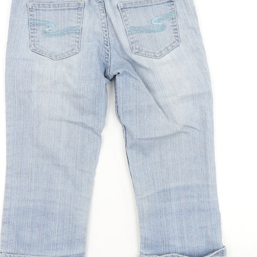 Dunnes Stores Girls Blue Cotton Cropped Jeans Size 10 Years Regular Zip