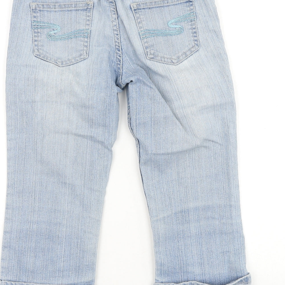Dunnes Stores Girls Blue Cotton Cropped Jeans Size 10 Years Regular Zip