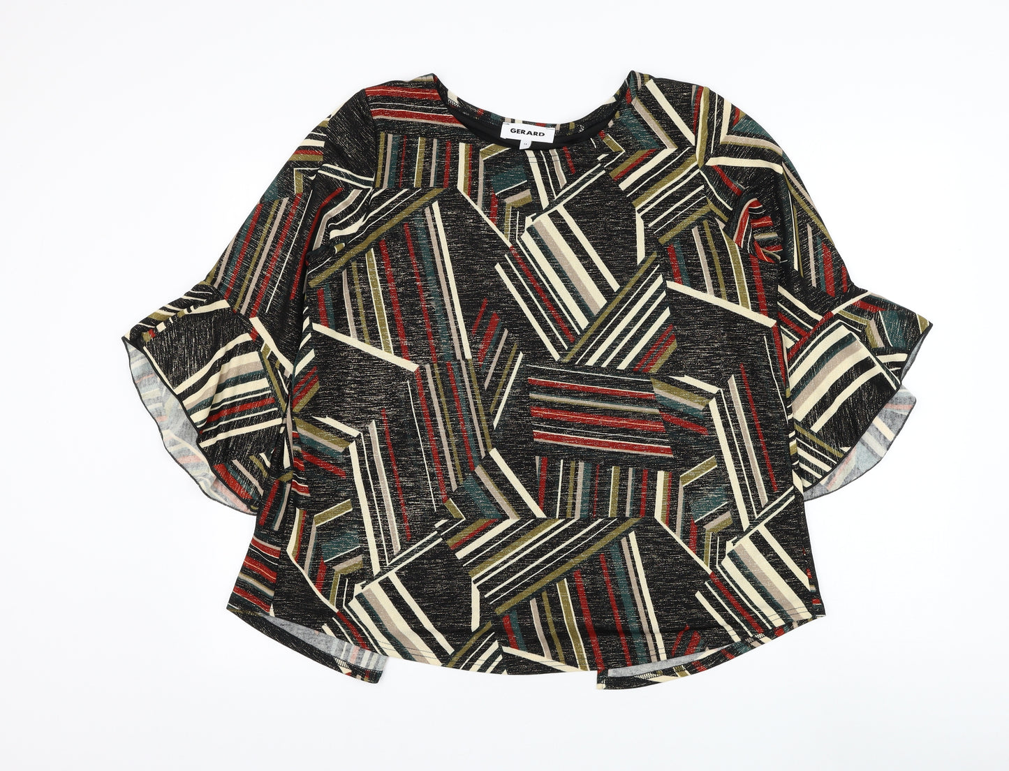 Gerard Womens Multicoloured Geometric Polyester Basic Blouse Size 14 Round Neck