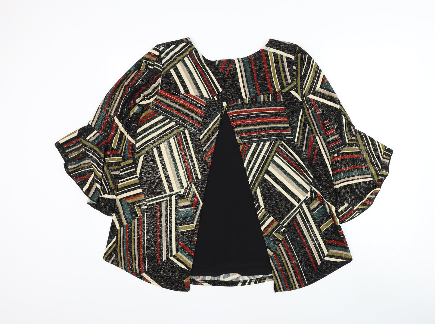 Gerard Womens Multicoloured Geometric Polyester Basic Blouse Size 14 Round Neck