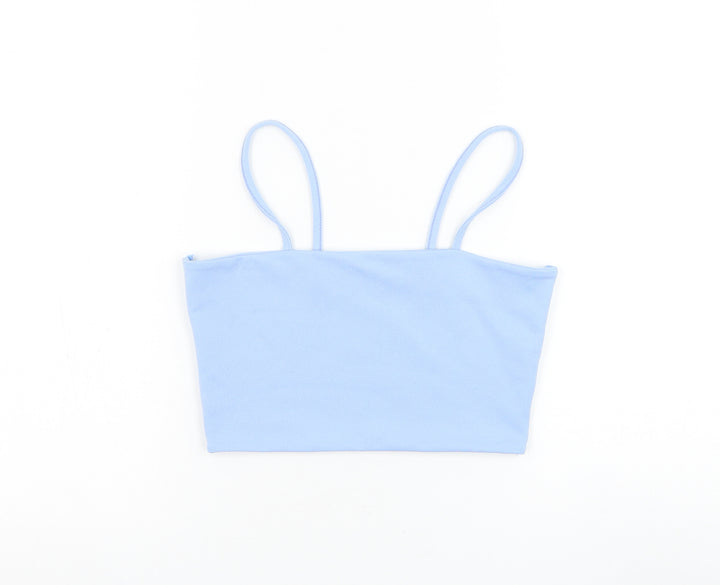 PARISIAN SIGNATURE Womens Blue Polyester Cropped Tank Size 8 Square Neck