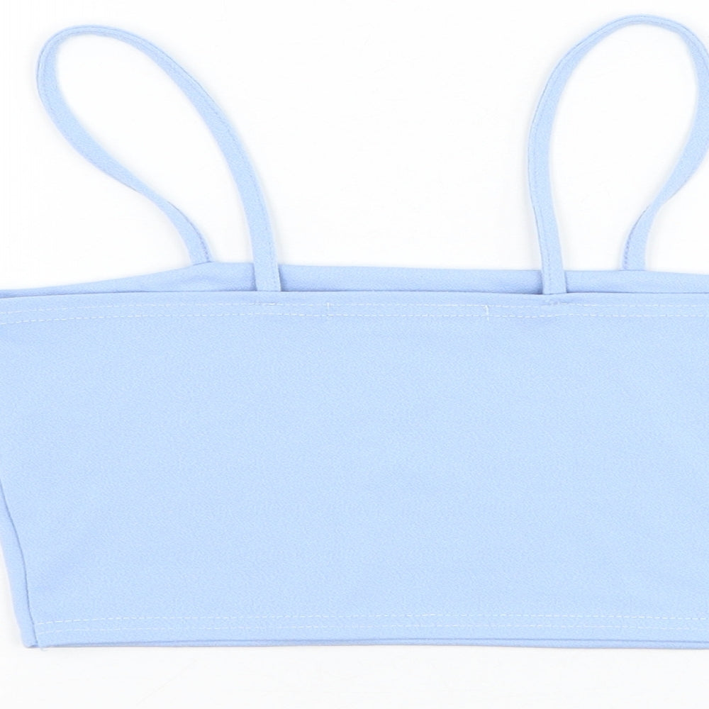 PARISIAN SIGNATURE Womens Blue Polyester Cropped Tank Size 8 Square Neck