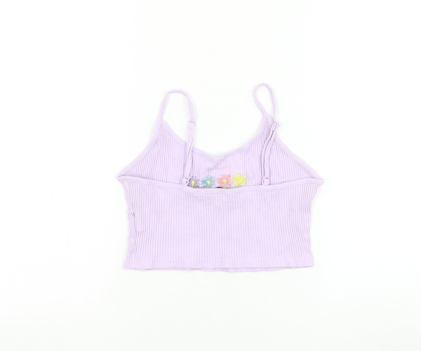 SheIn Womens Purple Cotton Cropped Tank Size M Round Neck - Flower