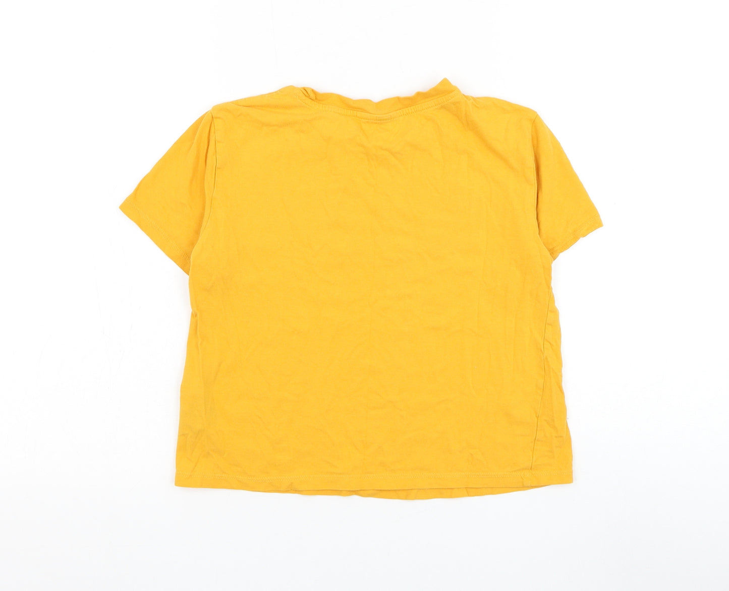 H&M Womens Yellow Cotton Cropped T-Shirt Size XS Round Neck - California