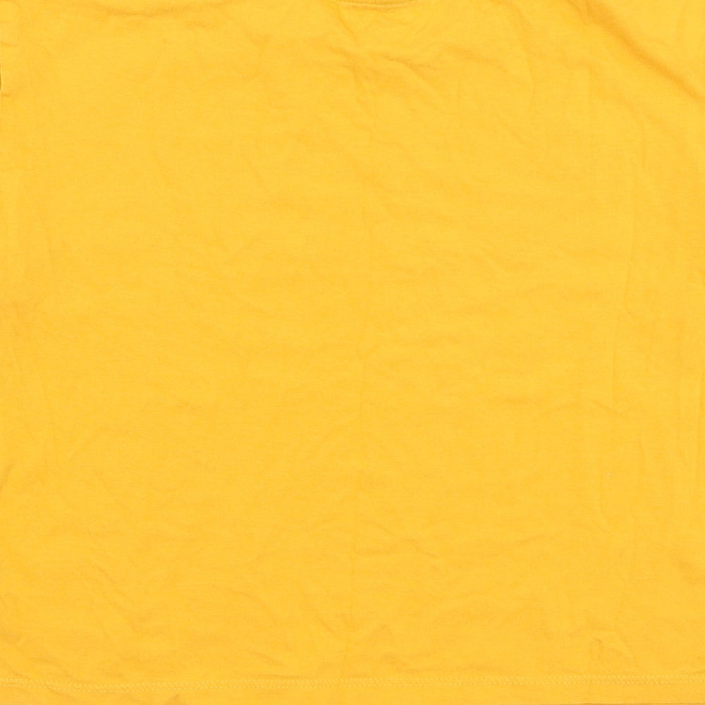 H&M Womens Yellow Cotton Cropped T-Shirt Size XS Round Neck - California