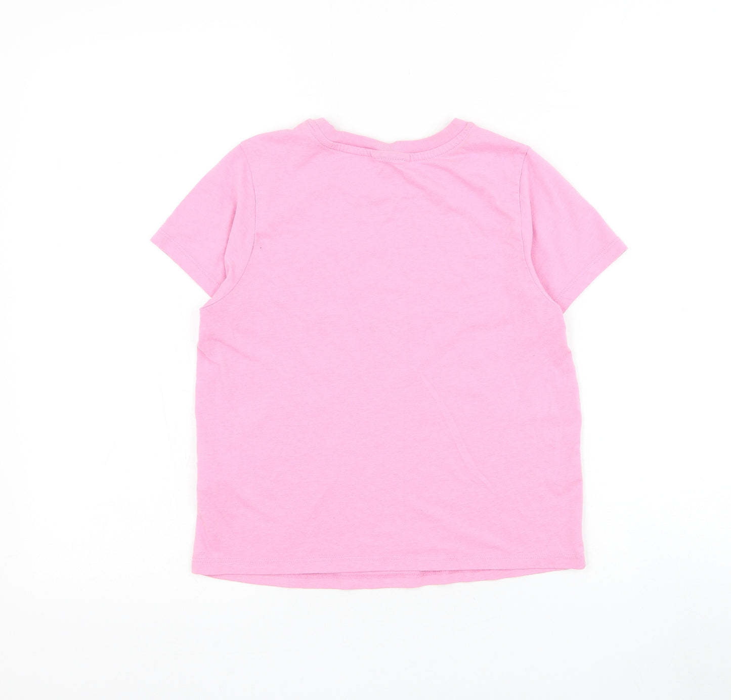 Topshop Womens Pink Cotton Basic T-Shirt Size 8 Round Neck - USA 1998