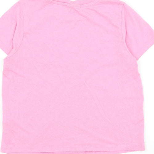 Topshop Womens Pink Cotton Basic T-Shirt Size 8 Round Neck - USA 1998