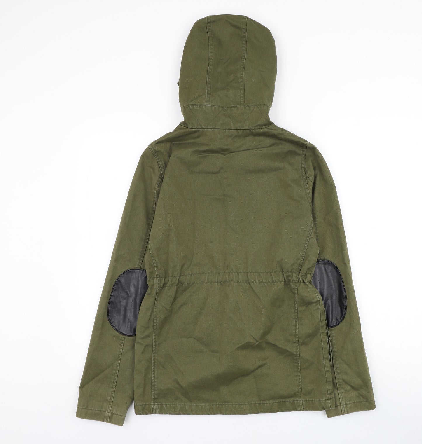 Topshop Womens Green Parka Coat Size 6 Zip - Elbow Patches