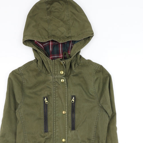 Topshop Womens Green Parka Coat Size 6 Zip - Elbow Patches