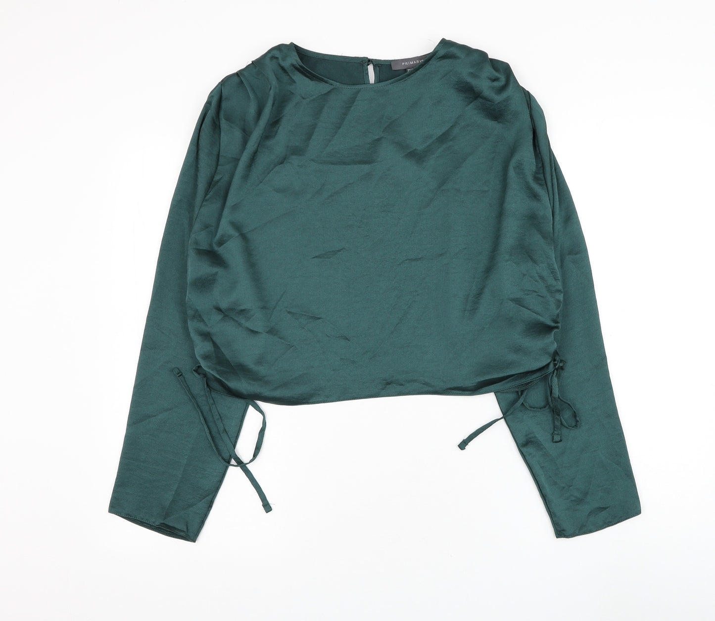 Primark Womens Green Polyester Basic Blouse Size 18 Round Neck - Ruched Sides