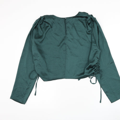 Primark Womens Green Polyester Basic Blouse Size 18 Round Neck - Ruched Sides