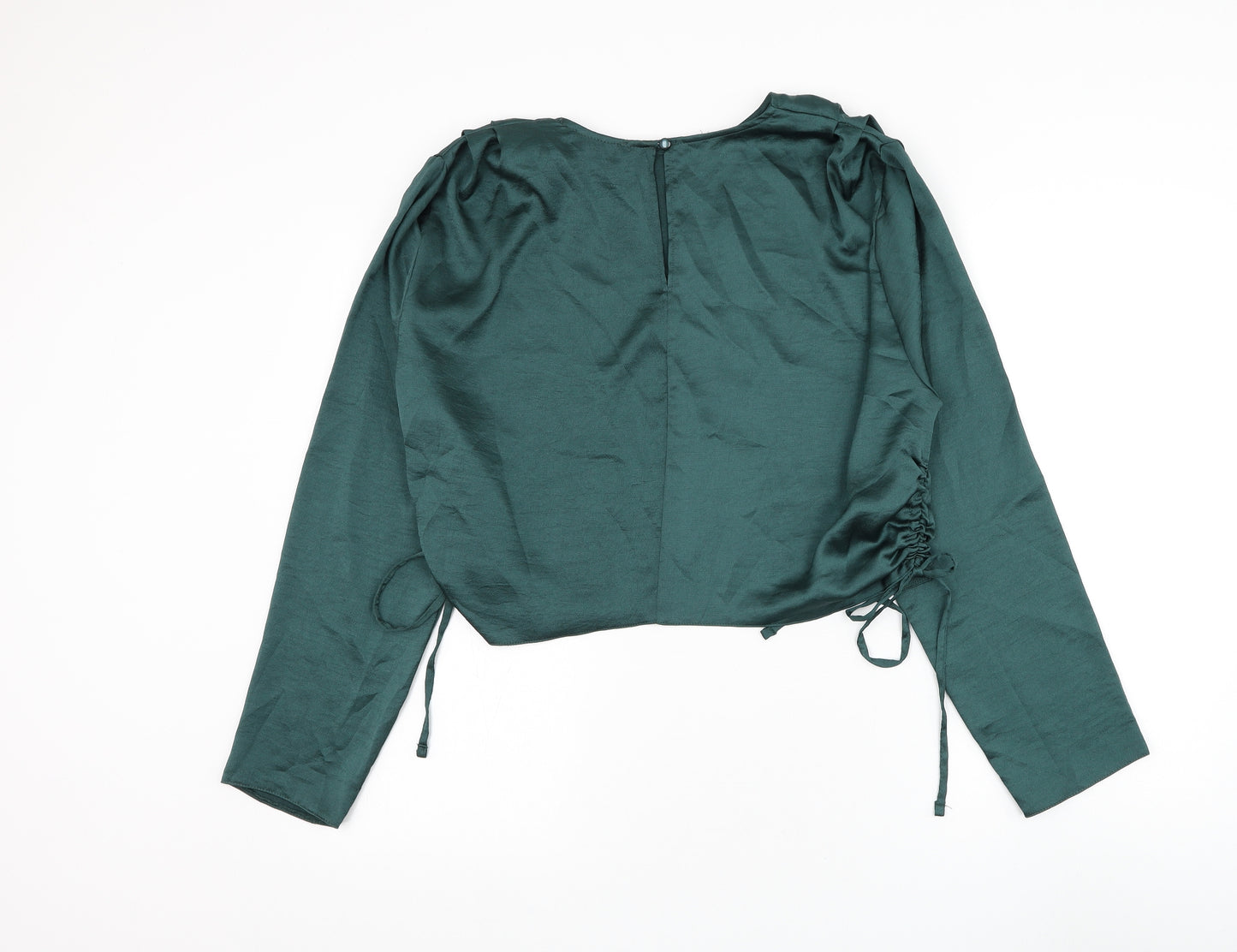 Primark Womens Green Polyester Basic Blouse Size 18 Round Neck - Ruched Sides