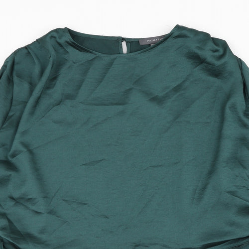 Primark Womens Green Polyester Basic Blouse Size 18 Round Neck - Ruched Sides
