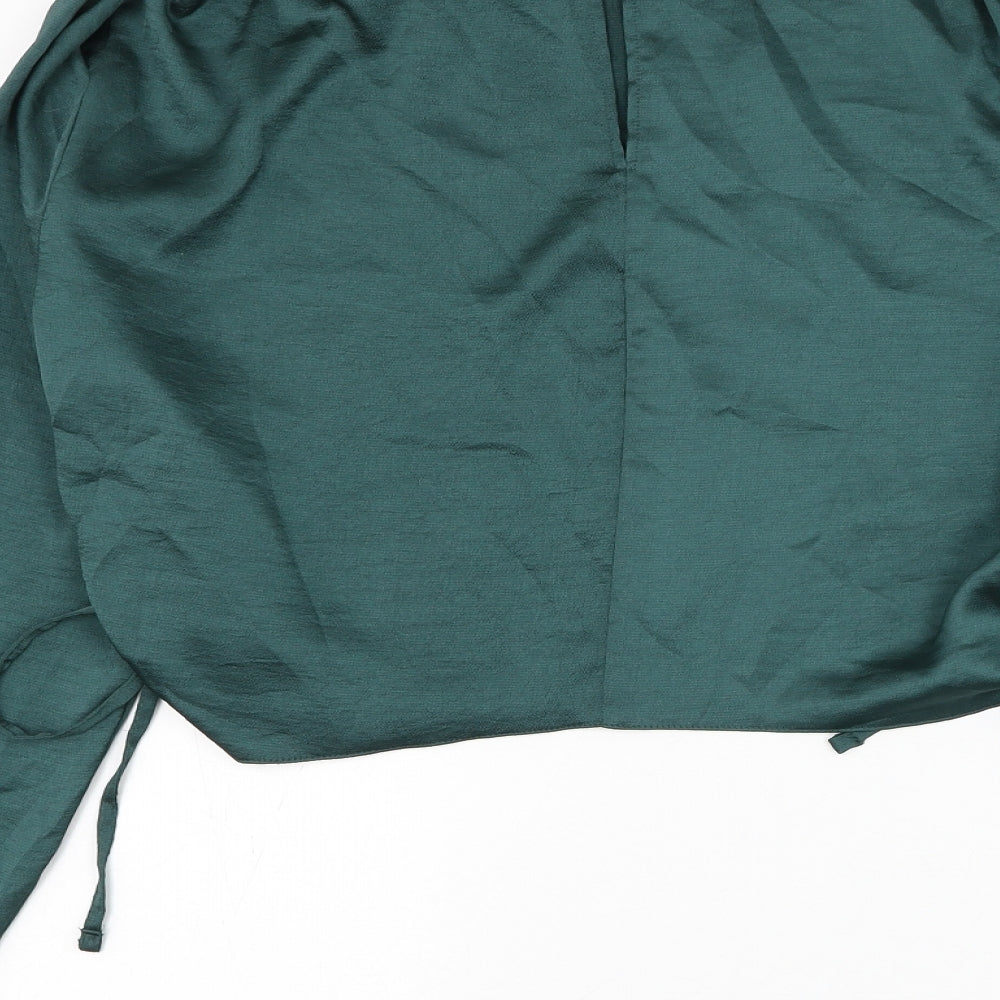 Primark Womens Green Polyester Basic Blouse Size 18 Round Neck - Ruched Sides