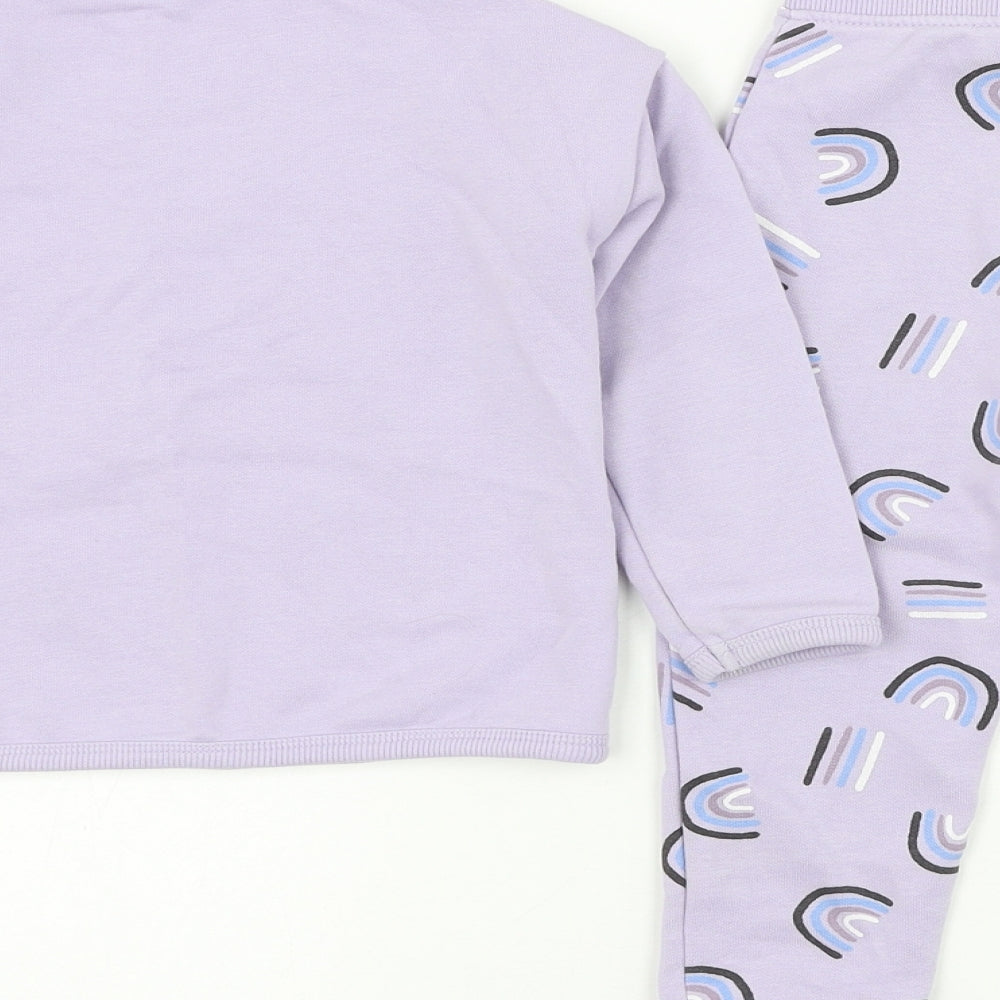 Dunnes Stores Girls Purple Geometric Cotton Pullover Sweatshirt Size 2-3 Years Pullover - Never Grow Up Sweater & Jogger Set