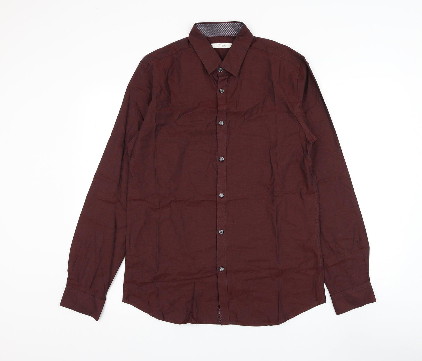 JACK & JONES Mens Red Cotton Dress Shirt Size M Collared Button