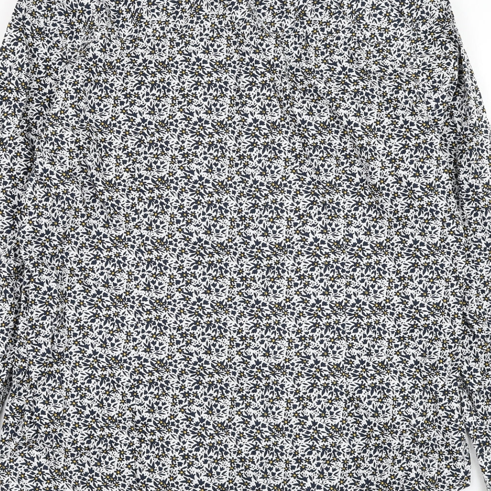 Matalan Mens White Floral Cotton Dress Shirt Size 2XL Collared Button