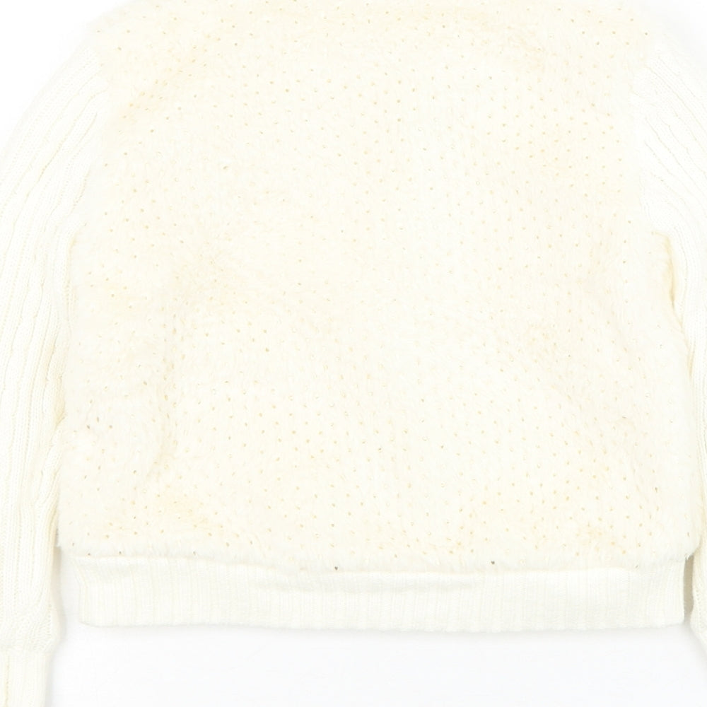 Mini Mona Mouse Girls White Spotted Polyester Full Zip Sweatshirt Size 4 Years Zip
