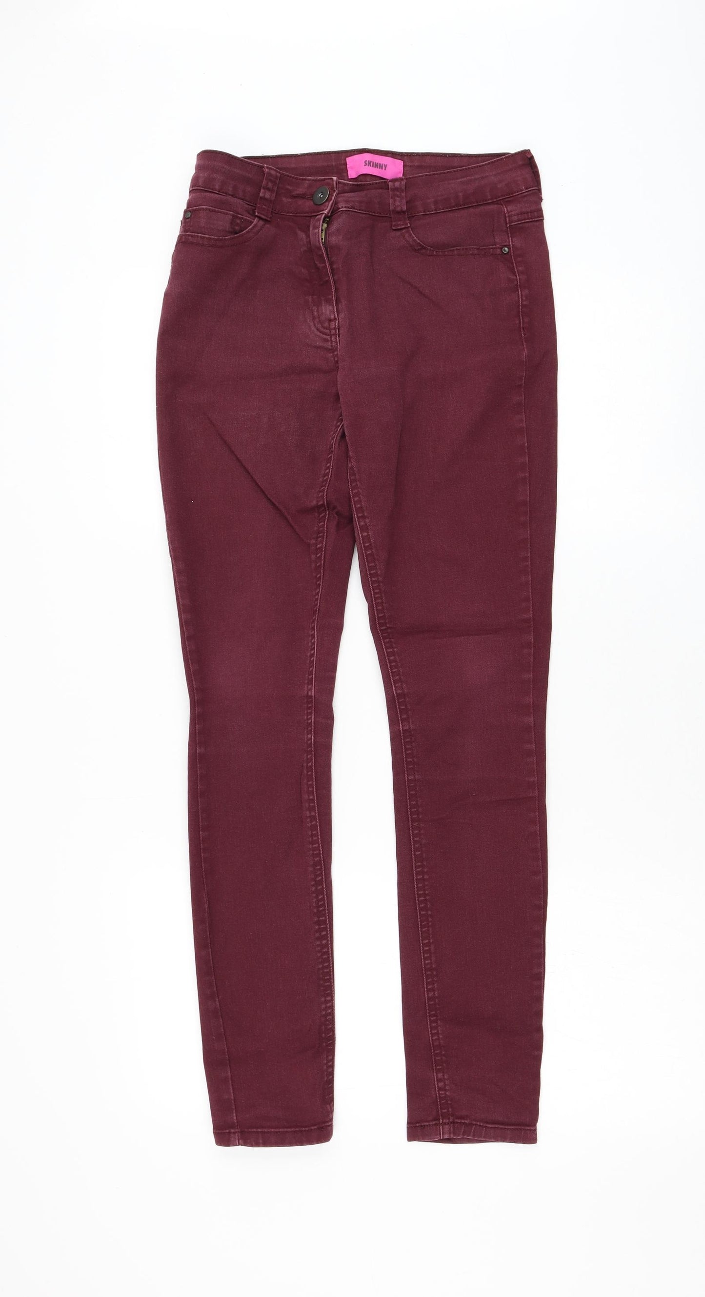 Preworn Womens Red Polyester Skinny Jeans Size 28 in L29 in Regular Zip