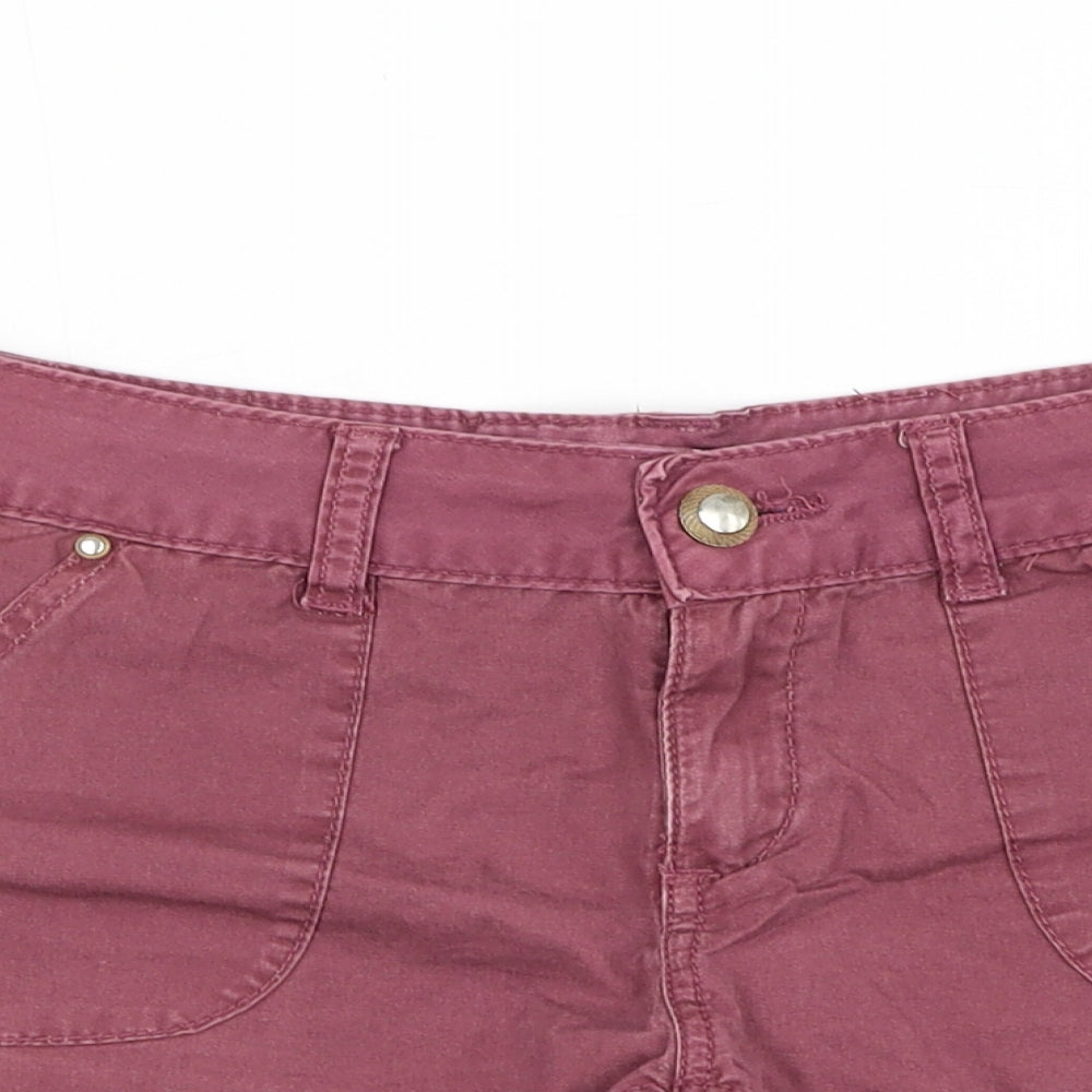Primark Womens Red Cotton Chino Shorts Size 6 L3 in Regular Zip