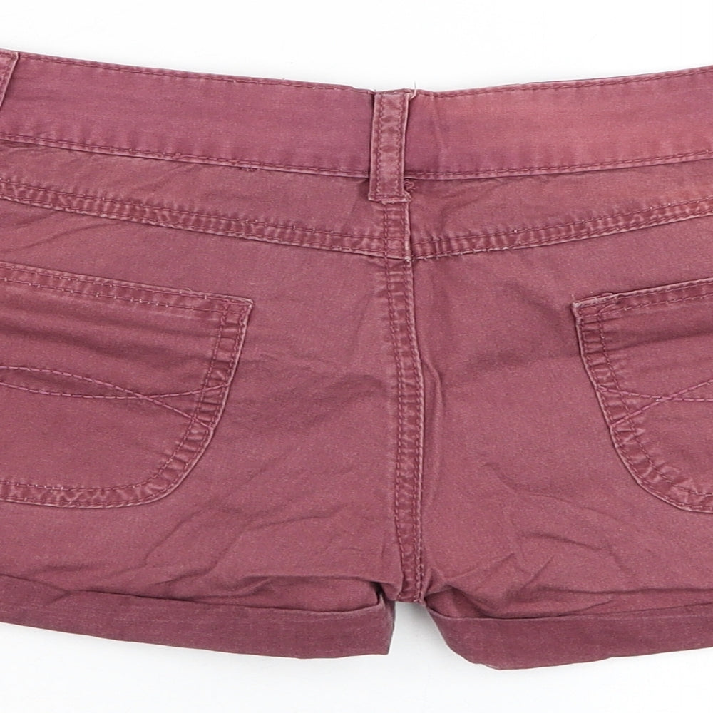 Primark Womens Red Cotton Chino Shorts Size 6 L3 in Regular Zip