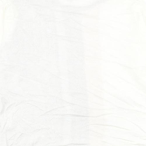 BASSINI Womens White Round Neck Geometric Acrylic Pullover Jumper Size M - Flower