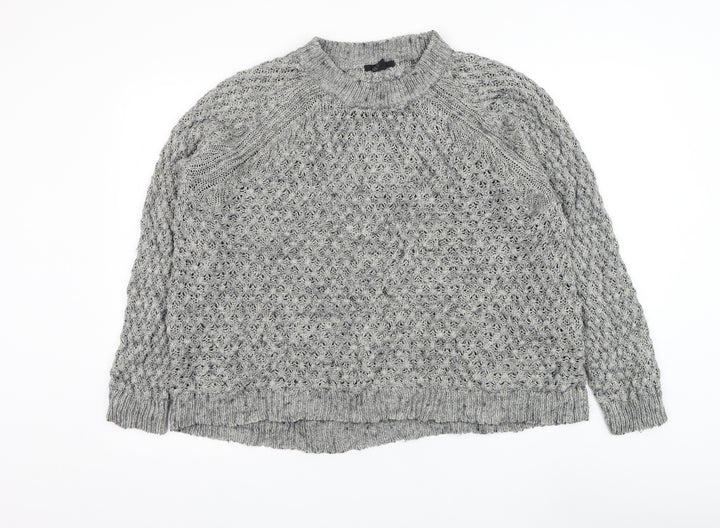 H&M Womens Grey Round Neck Acrylic Pullover Jumper Size M