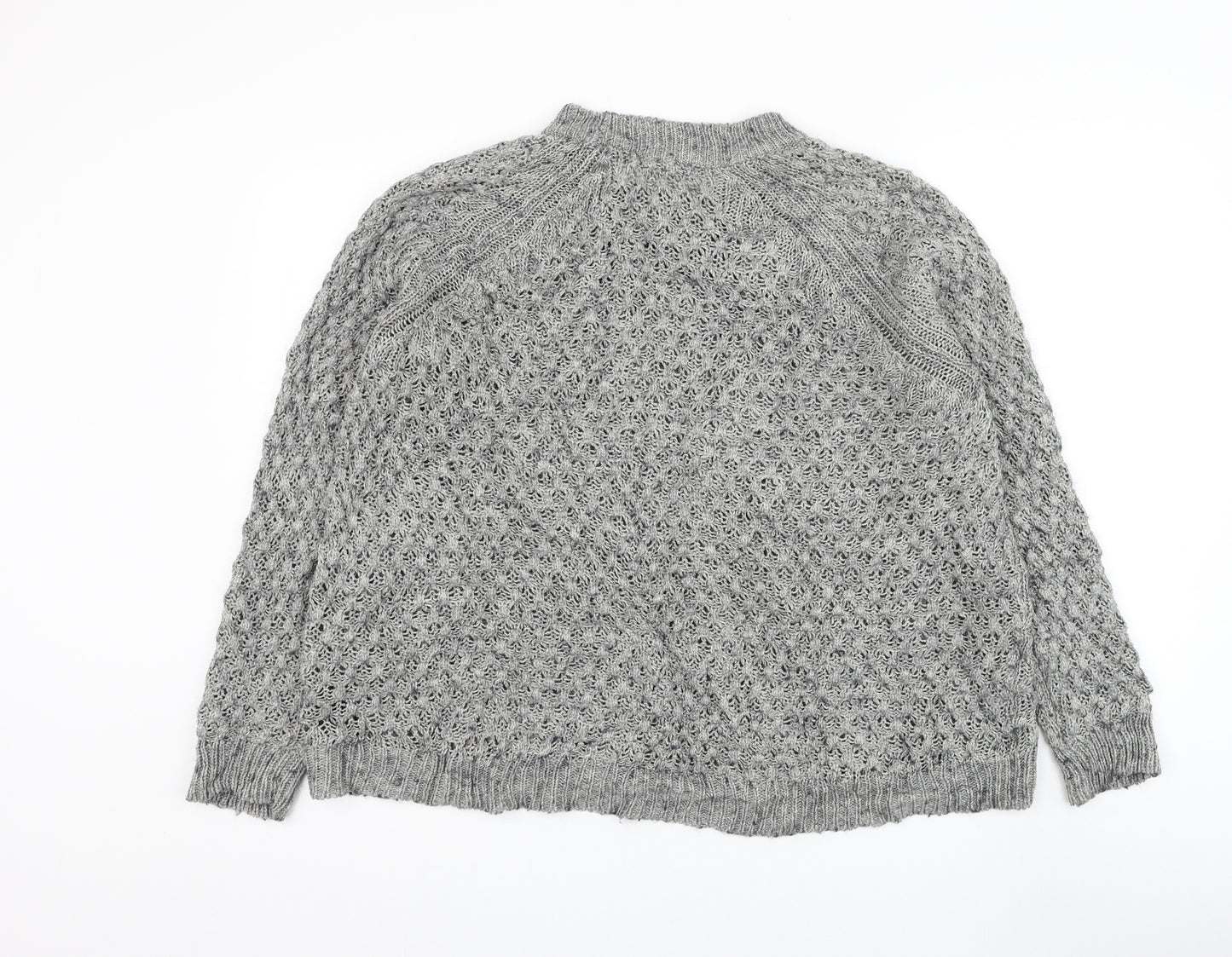 H&M Womens Grey Round Neck Acrylic Pullover Jumper Size M