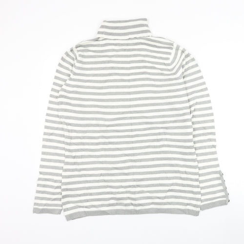 BC Clothing Womens Grey Roll Neck Striped Polyester Pullover Jumper Size L