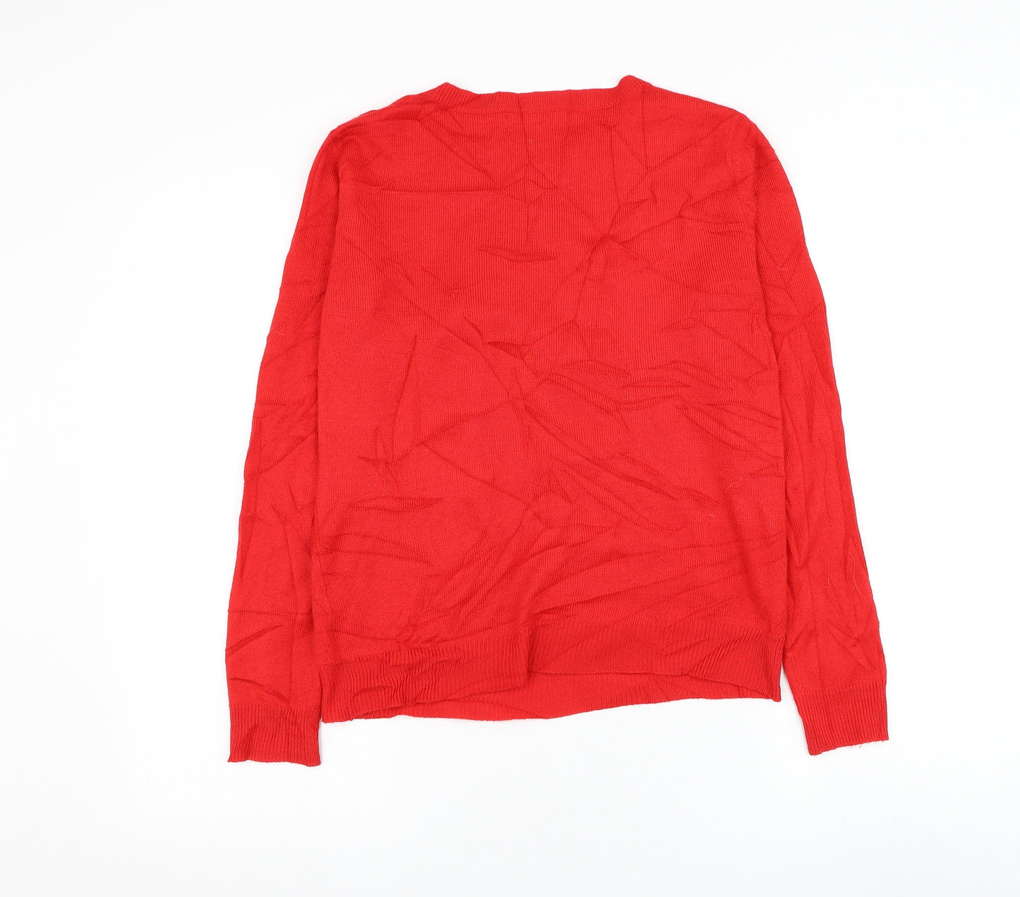 Primark Womens Red Round Neck Polyester Pullover Jumper Size XS - Dog Christmas Jumper