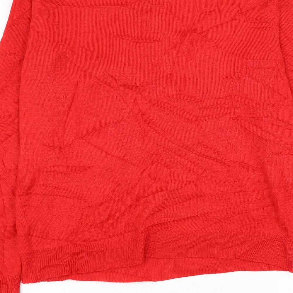 Primark Womens Red Round Neck Polyester Pullover Jumper Size XS - Dog Christmas Jumper