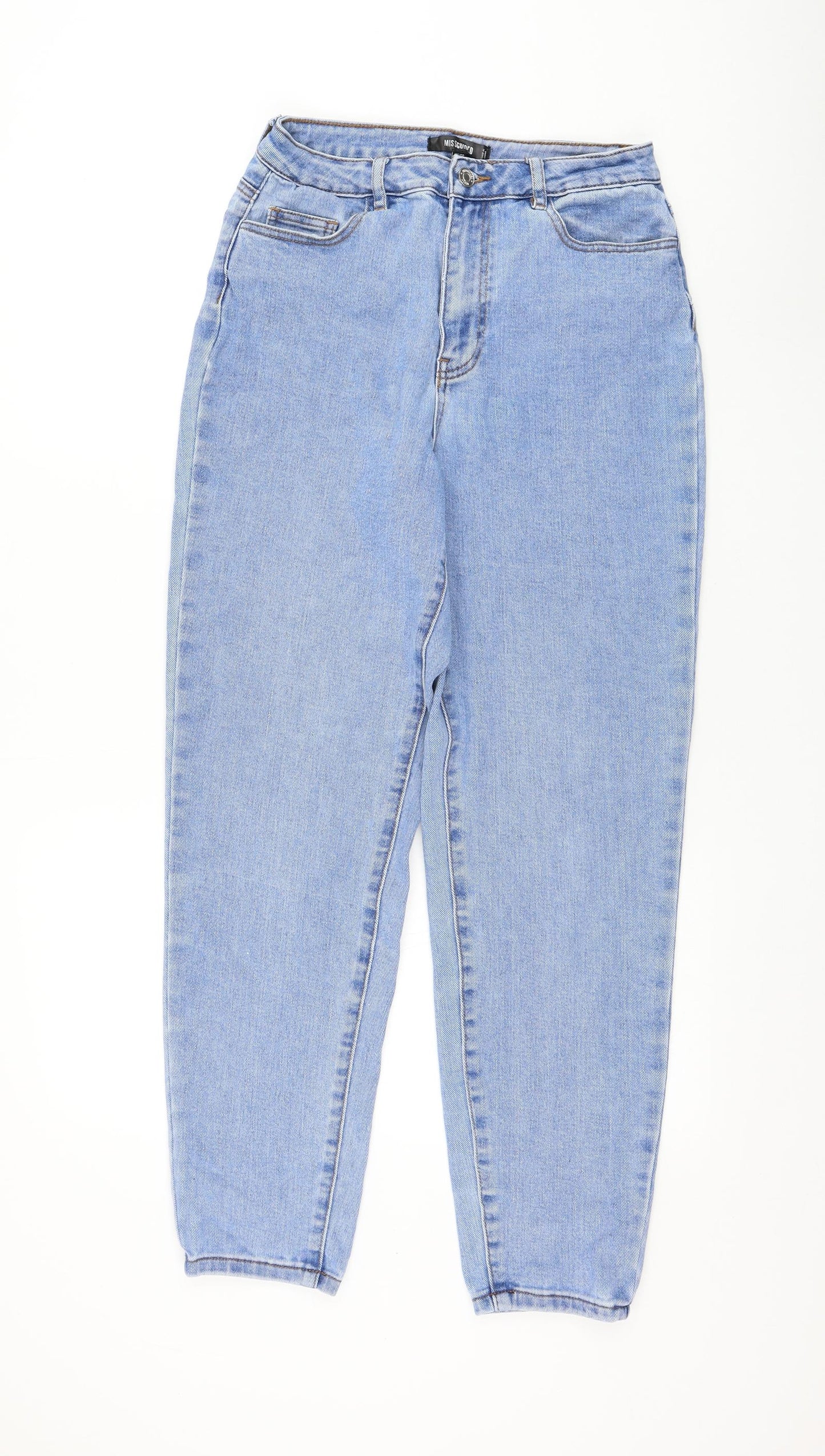 Missguided Womens Blue Polyester Straight Jeans Size 10 L29 in Regular Zip