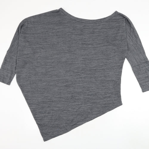Blue Vanila Womens Grey Round Neck Polyester Pullover Jumper Size L - Asymmetrical