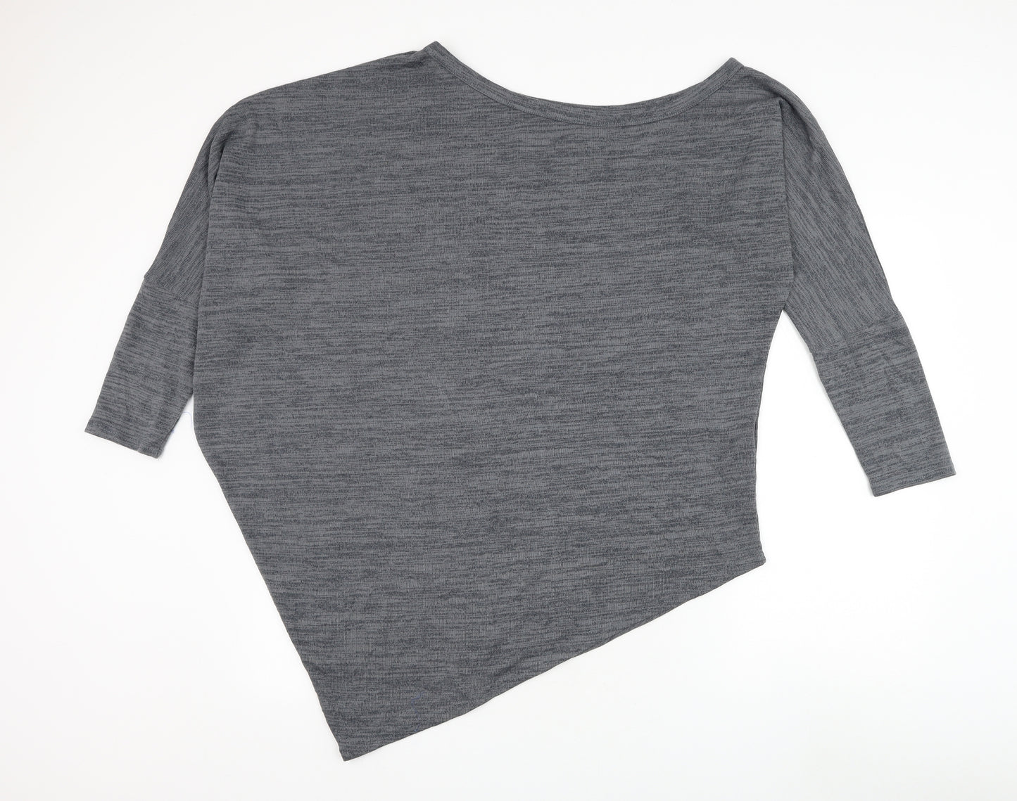 Blue Vanila Womens Grey Round Neck Polyester Pullover Jumper Size L - Asymmetrical