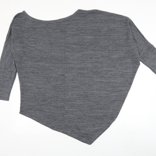 Blue Vanila Womens Grey Round Neck Polyester Pullover Jumper Size L - Asymmetrical