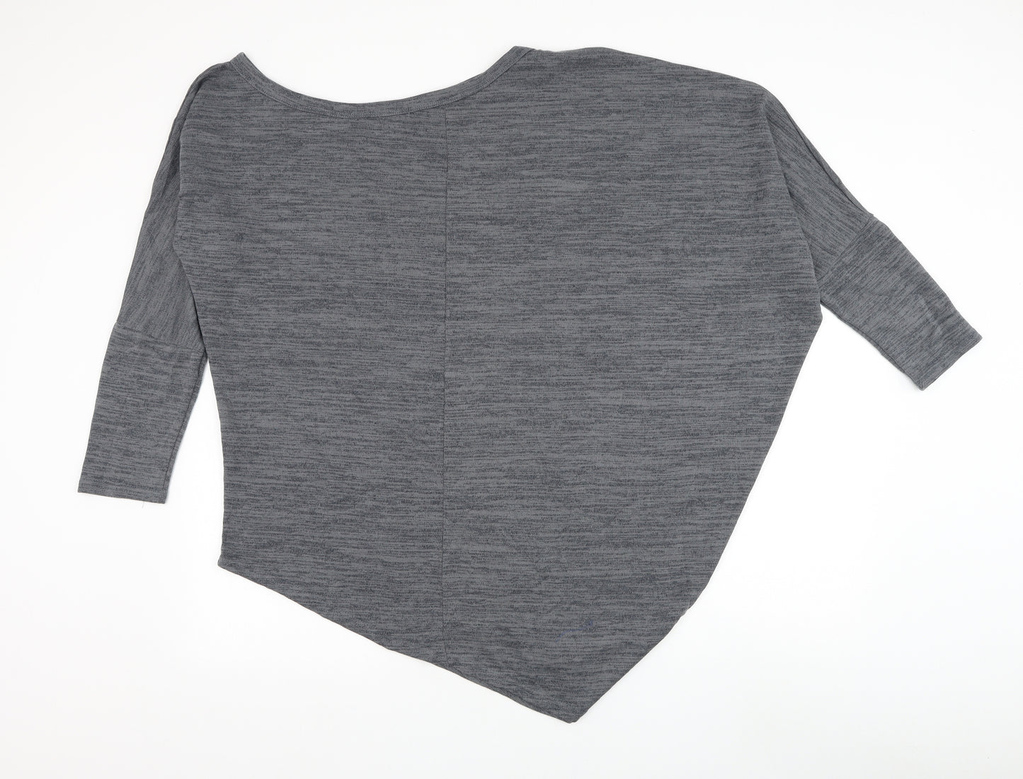 Blue Vanila Womens Grey Round Neck Polyester Pullover Jumper Size L - Asymmetrical