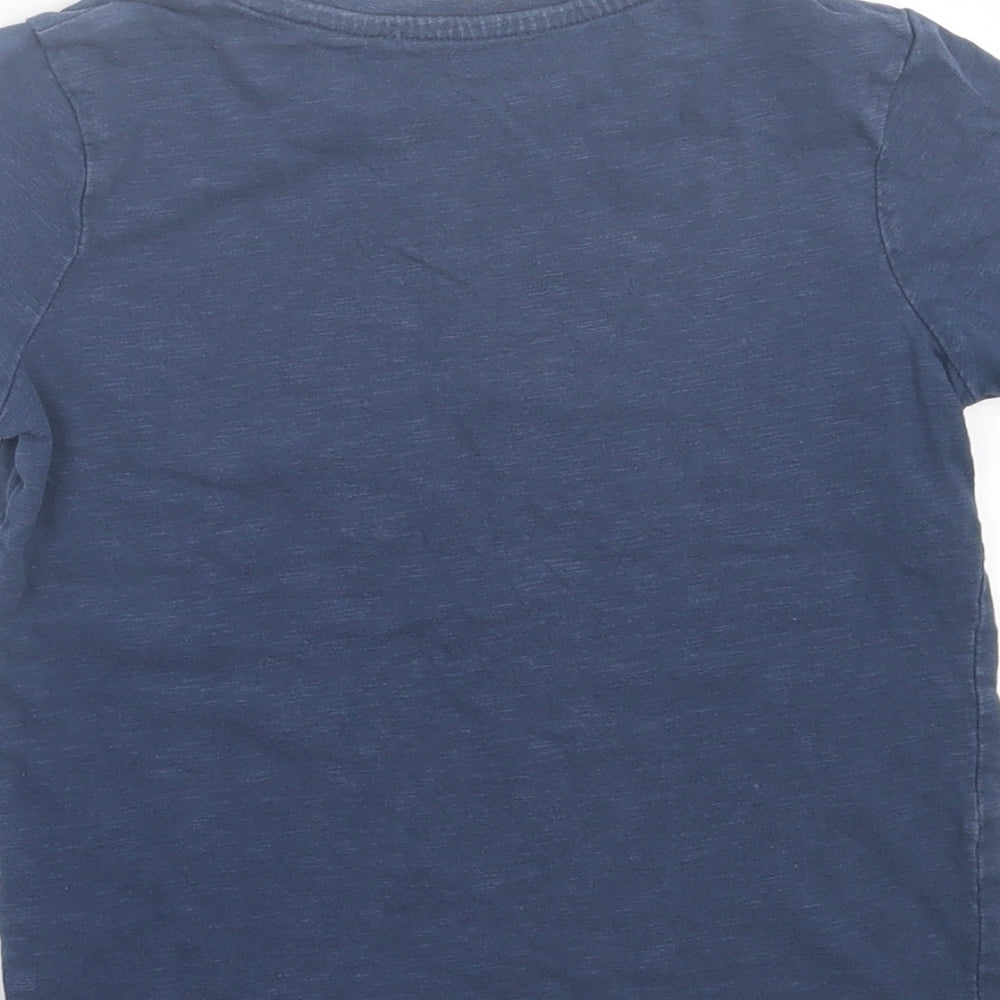 TU Boys Blue Cotton Basic T-Shirt Size 3-4 Years Henley Button